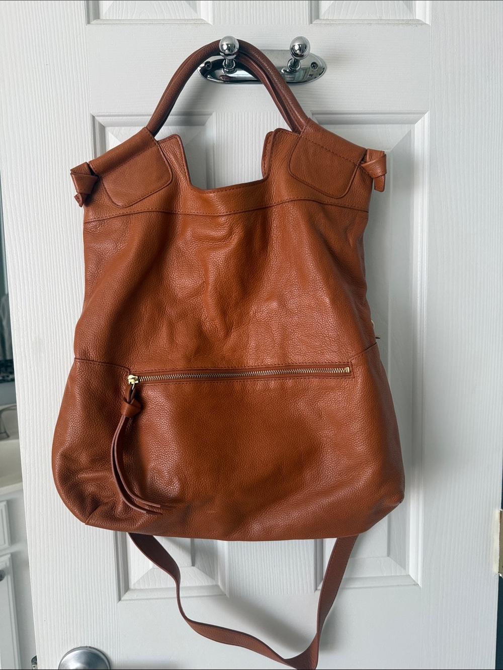 Foley + Corinna Cognac Leather Shoulder Tote